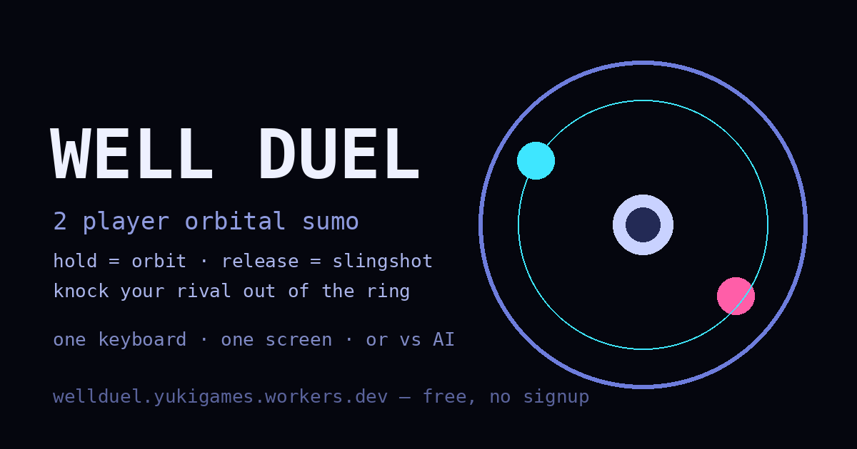 Well Duel: two ships orbiting a gravity well inside a ring